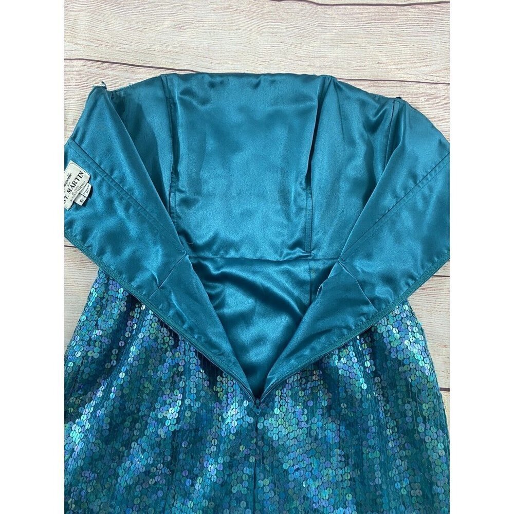 Vintage 1980's Rare Jeanette For St Martin Blue Sequin Strapless Dress - 6 - Picture 12 of 12